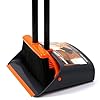 TreeLen Broom and Dustpan Set with 52″ Long Handle for Home Kitchen Room Office Lobby Floor Use Upright Stand Up Stand Up Broom with Dustpan Combo