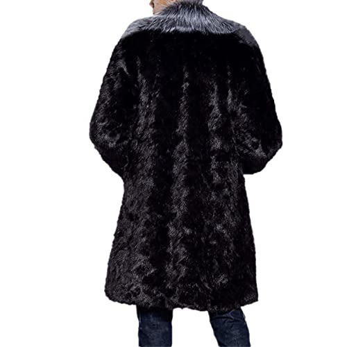 Colf Men's Winter Long Sleeve Fluffy Faux Fur Coat Jacket Long Thicken Soft Overcoat Outerwear (Black,3X-Large) #TOP2
