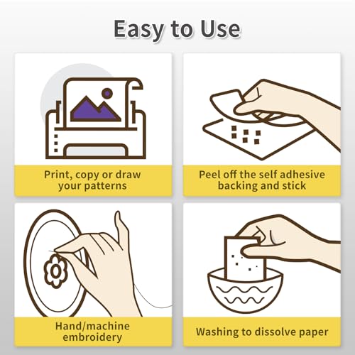Estabilizador de bordado solúvel em água, 8 peças, 21,6 cm x 28 cm, papel de transferência de bordad