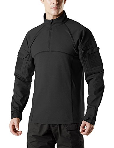 Camisa de combate masculina CQR tática 1/4 zíper ataque manga longa militar BDU camuflagem EDC top,