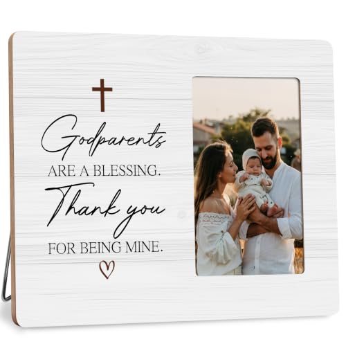 DIMSEOIUS Godparents Picture Frame, Christian Thank You Gifts Photo Frame, Godparent Appreciation, 4x6 Photo
