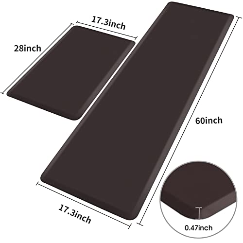 HappyTrends Kitchen Mat,17.3"x28"+17.3"x60" Chocolate, Cushioned Comfort Anti-Fatigue Waterproof Floor Mat Kitchen Rugs, Thick Perfect Ergonomic Foam Standing mat for Kitchen, Home, Office, Laundry — view 2