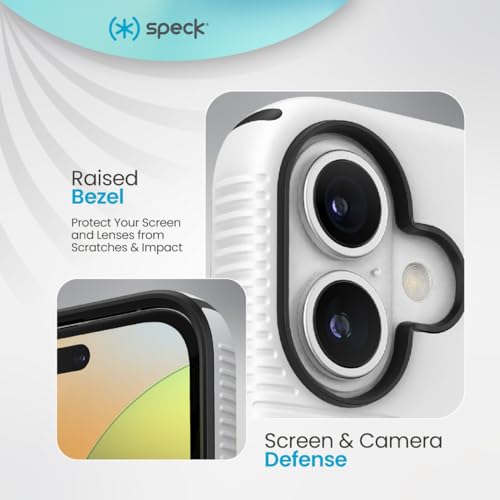 Image of Speck CandyShell Grip Case iPhone 16 Plus - Slim MagSafe Case for Women and Men - White /Black