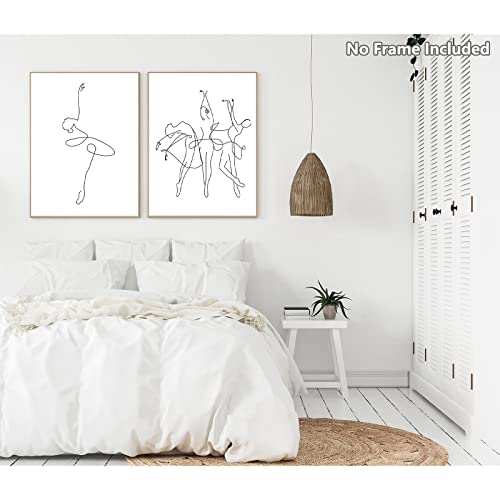 Feoftie Line Art Wall Decor Women Wall Art Black And White Artwork For Walls Ballerina Wall Art Wall Art For Girls Bedroom Minimalist Wall Decor Line Art Posters For Girls Room 12X16 Inchx2 Unframed #TOP3