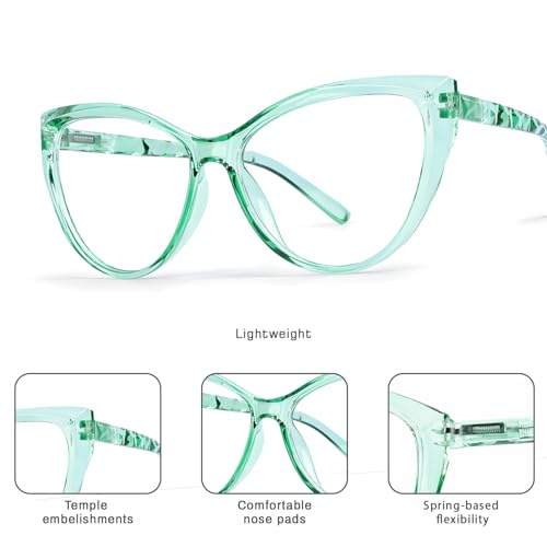 Image of Blue Light Blocking Cat Eye Glasses for Women Transparent Frame Anti UV Protection Zero Power Computer Glasses Lightweight Optical Frame