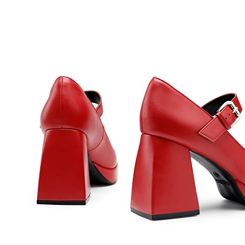 Image of DREAM PAIRS Women's High Chunky Platform Closed Toe Mary Jane Block Heels Square Toe Strappy Dress Wedding Party Pumps Shoes