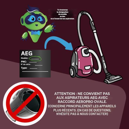 SAFE 'N CLEAN Tuyau d'aspirateur avec poignée compatible avec tous les aspirateurs AEG - Diamètre de raccordement : 37/42 mm – vue 5