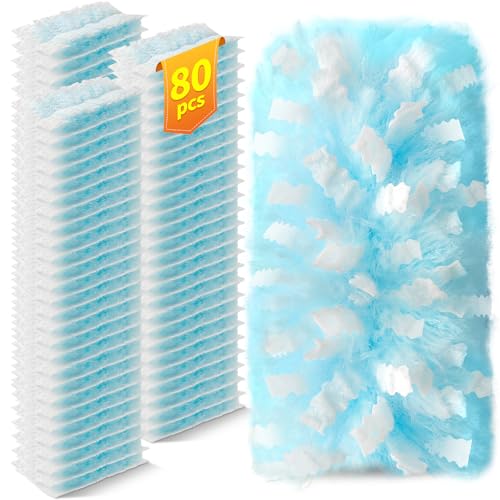 Swilsweep 80 Count Dusters Refills Compatible with Swiffer Duster, 180° Disposable Multi Surface Feather Dusters, Microfibre Dusters for Cleaning, Unscented