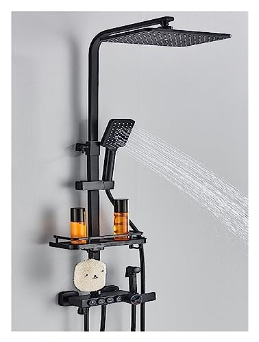 Robinet de baignoire à effet pluie thermostatique en finition gris et noir mat de haute qualité - 2