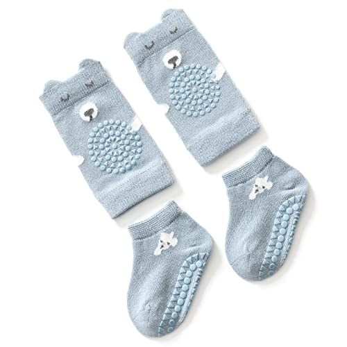 RiToEasysports Baby Crawling Knee Pads, Unisex Baby Crawling Socks Set Leg Warmers for Boys Girls for (M 1-2 Years Old