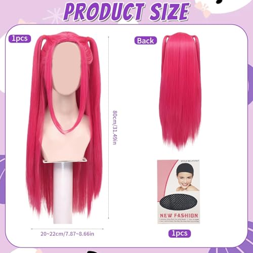 Cosplay Anime Characute Perücke, Hunters Kostüm Perücke, Lange Pink Hair Mit Haarnetz, Halloween Spielen, Kostüm Wig Für Cosplay-Requisiten, Halloween Accessoires