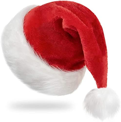 Fluffy Santa Hat for Adults โ Velvet Comfort Christmas Hat, Classic Red & White Xmas Holiday Party Costume Accessory, Soft Plush Velvet Santa Cap for Christmas Celebrations