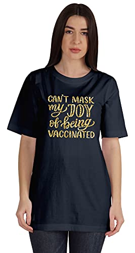 Inkmeso Can't Mask My Joy of Being Vaccinated T,Shirt pour Femme Pro-Vaccin