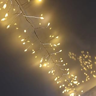 Qbis 400 Cluster Lights. Warm White Cluster Christmas Lights. LED Cluster Fairy Lights Plug in String Lights on Silver Wire. (400 LED Warm White (Silver Wire))