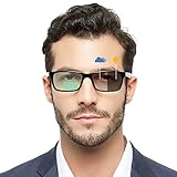 OCCI CHIARI Photochromic Bifocal Reading Glasses Mens,Transition Square UV Protection Sunglasses Readers 1.0 1.5 2.0 2.5 3.0 3.5 4.0(Black +200)