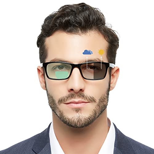 Occi Chiari Photochromic Bifocal Reading Glasses Mens,Transition Square Uv Protection Sunglasses Readers 1.0 1.5 2.0 2.5 3.0 3.5 4.0(Black +250) #TOP17