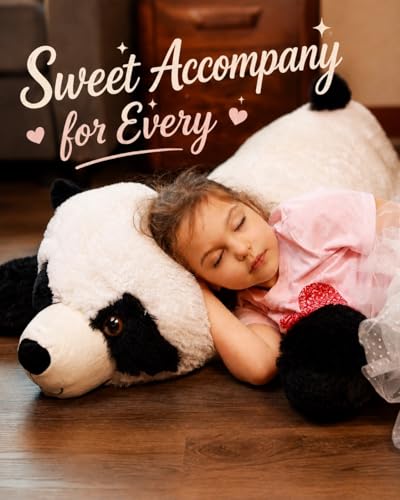 Image of BENINY Giant Panda Stuffed Animal 4Ft, Large Soft Panda Body Pillow Plush for Girls Boys Kids, Oversize Cute Stuffed Toy Gift for Christmas, Birthday, Baby Shower