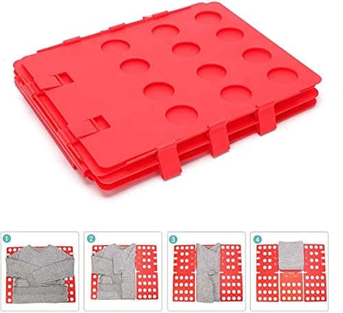 AllRight T Shirt Folding Board Flip Fold Clothes Folder Easy and Fast Folding Board Aid for Kid and Adult to Fold Clothes (Red)