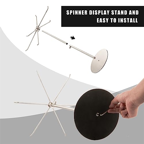 bjewego Rotating Keychain Display Stand - Height-adjustable Brushed Silver Metal Jewelry Organizer - Long Necklace Display Stand with 6 Hook - Scratch-resistant Display Racks for Craft Shows by bjewego - Image 4