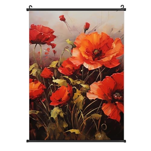 Peinture à l'huile fleur rouge toile poster pour décoration salon et bureau