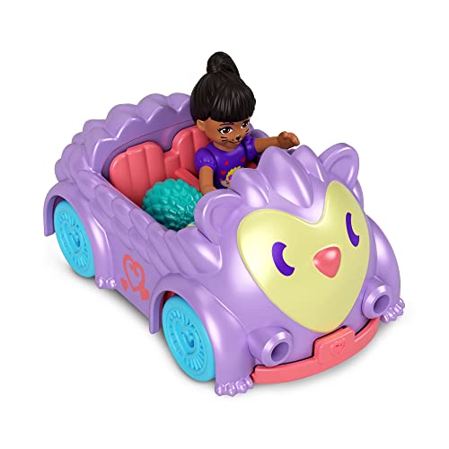 Muñeca Polly con animal azul y auto morado Polly Pocket miniatura 3