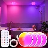 4-Pack Waterproof Shower Light No Wiring, Rechargeable Shower Lamp, White