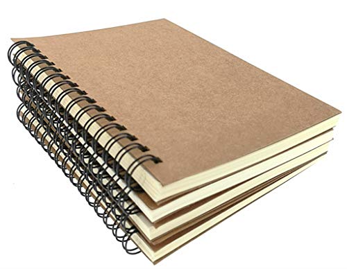 Alimitopia Spiral Notebook Joural,Wirebound Sketch Book Notepad Diary Memo Planner,A6 Size & 60 Sheets(4Pcs,Gridding Pages) #TOP4