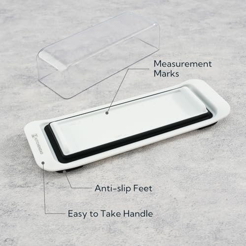 KITCHENDAO Airtight Butter Dish with Lid for Countertop and Refrigerator Door Shelf, Butter Keeper, Plastic Butter Holder Tray Container for West/East Coast Butter, White