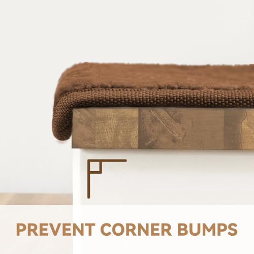 Bullnose Stair Treads Non Slip 9.5" x 30", 14 Pcs Carpet Stair Treads for Wooden Steps Indoor with Edge Protection, Reusable Peel and Stick TPU Backing Stair Runner Rugs - Diamond Pattern Brown by NEKL - Image 6