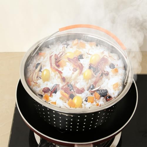 Cesta de vapor de acero inoxidable con mango de silicona premium 5