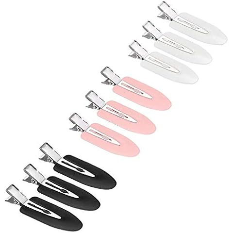 JeoPoom Nahtlose Haarspange[9 Stück], Haar Pin, Curl Clips, Haar Pin Curl Clips kein Verbiegen Haar Spangen für Haarstyling Make Up, 3 Farben(Schwarz, Pink, Weiß) Cover
