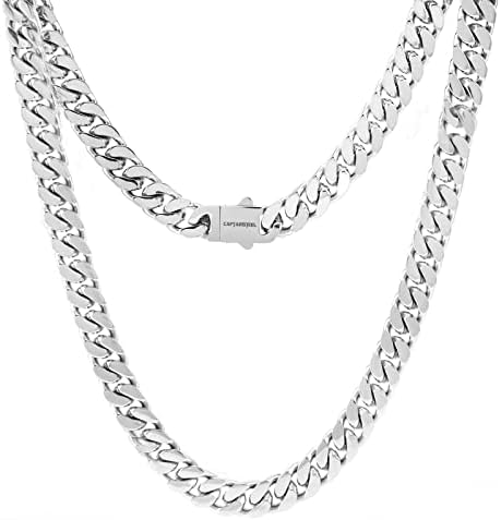 CaptainSteeL Miami Cuban Chain Necklace for Men/Women,316L Stainless Steel 5/9MM Width 18"/20"/22"/24"Length Fashion Snap Button Hip Hop Jewelry,Cuban Link Chain Gold Plated/Stainless Steel with Gift Box