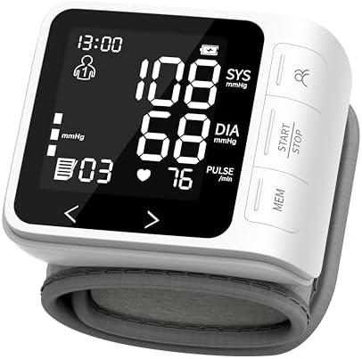 Wrist Blood Pressure Monitor for Home Use,Large LCD Backlit 3 Colors Dispaly,Automatic Digital Wrist Cuff 5.31