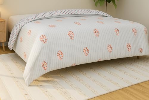 Image of Akshya 200 GSM Reversible Summer Microfiber AC Comforter Single Size All Season 3 Layer Quilted Blanket for Double Bed Lightweight Soft Bedcover