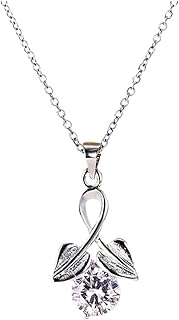Lutos Women's Necklace Pendants Exquisite Silver Plated Shiny Titanium Diamond Necklaces Jewelry