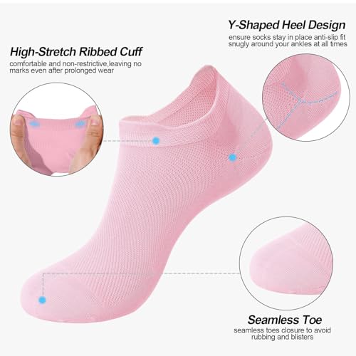 Image of Ankle Socks for Women Cotton Thin Athletic Running Low Cut No Show Socks with Heel Tab 5 Pairs