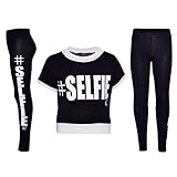 Girls Top Kids #Selfie Print Designer T Shirt & Fashion Legging Set 7-13 Years