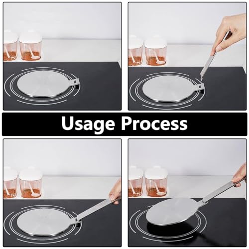 WOPPLXY Induktion Adapterplatte mit Abnehmbarem Griff, Ø24cm Adapterplatte für Induktionsherd, Adapter Induktionskochfeld Edelstahl für die Verwendung von Kochgschirr auf Induktion