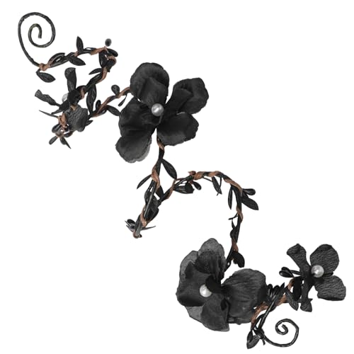 PartyforU Elf Faschingskostüme Karneval Arm Wrap 1 Stück Schwarze Blumen Waldelfen Armband Wald Mutter Natur Kostüm Fantasy Renfaire Kostümierung Mittelalterliche Accessoires für Frauen