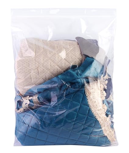 10Pack Extra Large Plastic Storage Bags, Zipper Seal, 2.4-mil Thick, Heavy Duty, 3.5 Gallon 16' x 19', Jumbo Zippered Plastic Bags for Food, Clothes, Travel, Moving