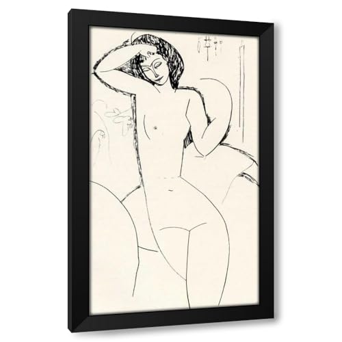 Modigliani, Amedeo 16x24 Black Modern Framed Art Print Titled Nude On Sofa