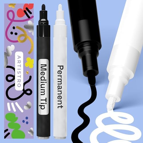 ARTISTRO Set of 2 Oil-Based Paint Pens Medium White+Black