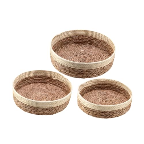 Happyyami Bread Basket Set 3pc Woven Storage Baskets Kitchen Fruit Holder Decorative