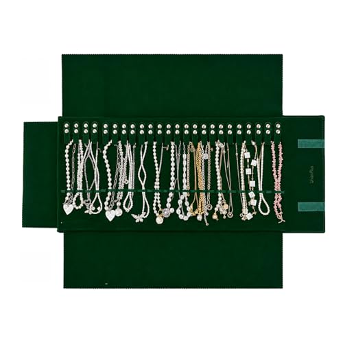UnionPlus Travel Necklaces Roll Organizer Anti-Tangle Large Blackish Green
