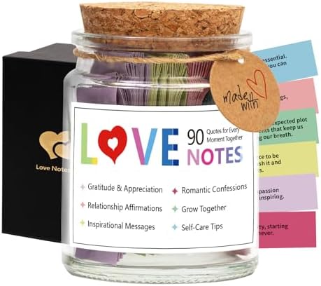 Qunrwe 90 PCS Love Notes Jar,I Love You Gifts for Him Her,Romantic Anniversary Birthday Engagement Wedding Long Distance Couple Gift for Women Men,Valentine's Day Gifts for Women Wife Girlfriend