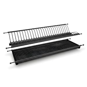 ALK Escurreplatos Acero Inoxidable AISI 304 con Bandeja – Escurridor Platos y Vasos – Organizador Cocina – Escurreplatos Armario – Disponible en Dos Acabados (Negro INOX, M600)