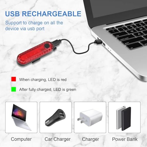 Image of Bike Tail Light 5LED Bike Rear Light Rechargeable Bicycle TailLight Rear Cycling Safety Flashers Blinking 4 Modes (Set A)