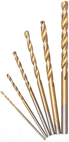 HPMAISON 60PCS HSS Shank Twist Drill Bit Set Titanium Coated 1/1.5/2/2.5/3/3.5mm High Speed Steel Twist Drill Bits Tools for Wood Plastic and Aluminum