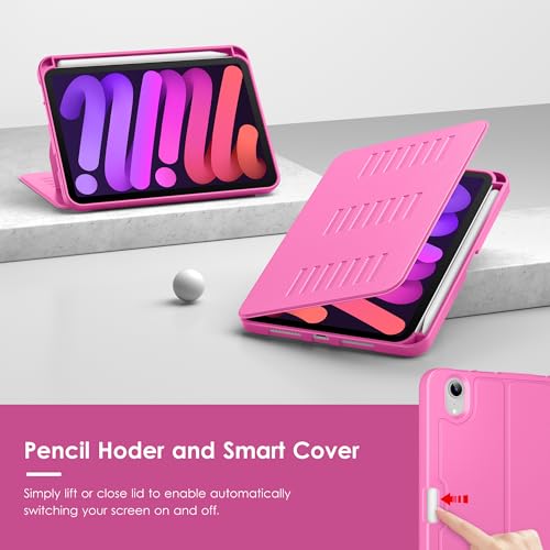 VIKESI Case for iPad mini 7 (A17 Pro) and iPad mini 6,Multiple Angles Magnetic Stand Cover,Shockproof Soft Back,Pencil Holder,and Auto Sleep/Wake,Rose by VIKESI - Image 7