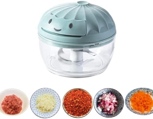Manual Food Chopper Stainless Steel Blades Hand Chopper Pull String Hand Food Shredder for Vegetable Onions Meat Garlics Chopper